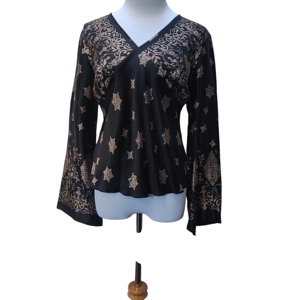 Silk Elegant Black and Gold Women's Top